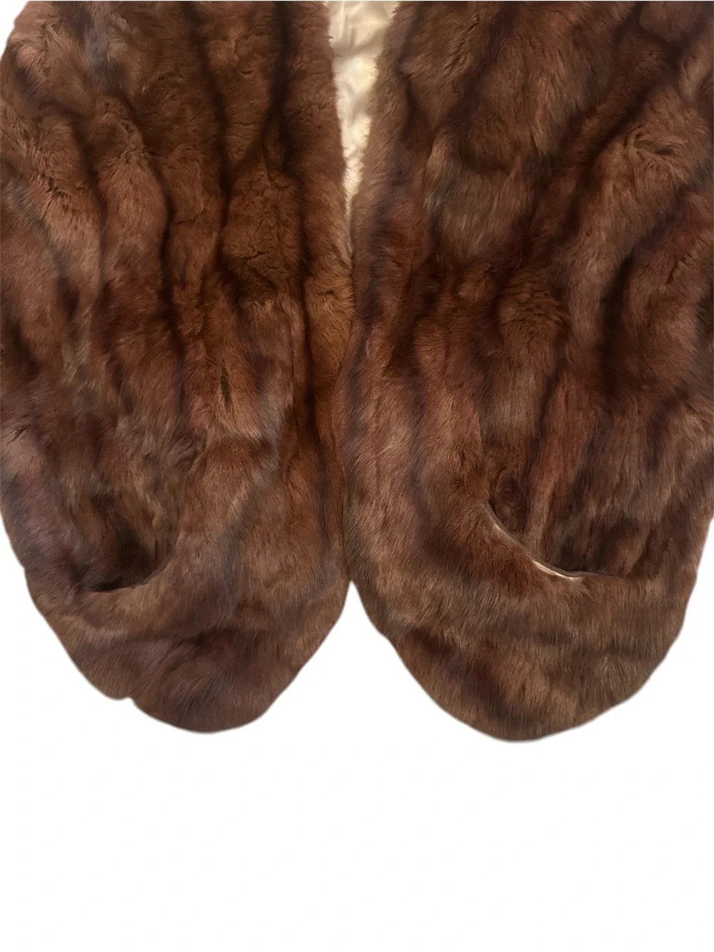 Brown Mink Stole Wrap Shawl Pockets Strashun-Hasty Inc. Full Shiny Luster Vtg